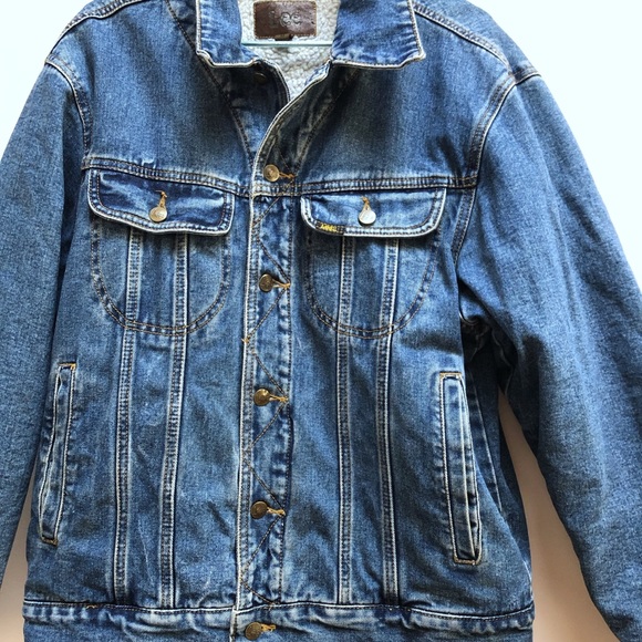 VINTAGE LEE RIDER SHERPA DENIM JACKET - Picture 8 of 8
